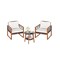 3 Pieces Patio Furniture Set with Tempered Glass Top Table and Soft Cushions-Off White